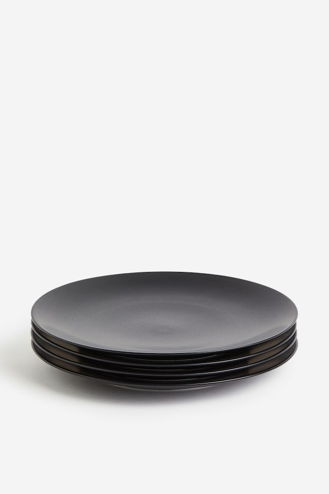 4-pack porcelain plates - Black/Light beige - 1