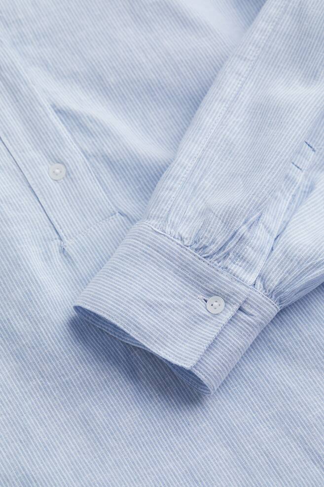 Popover linen-blend shirt - Light blue/White striped - 3