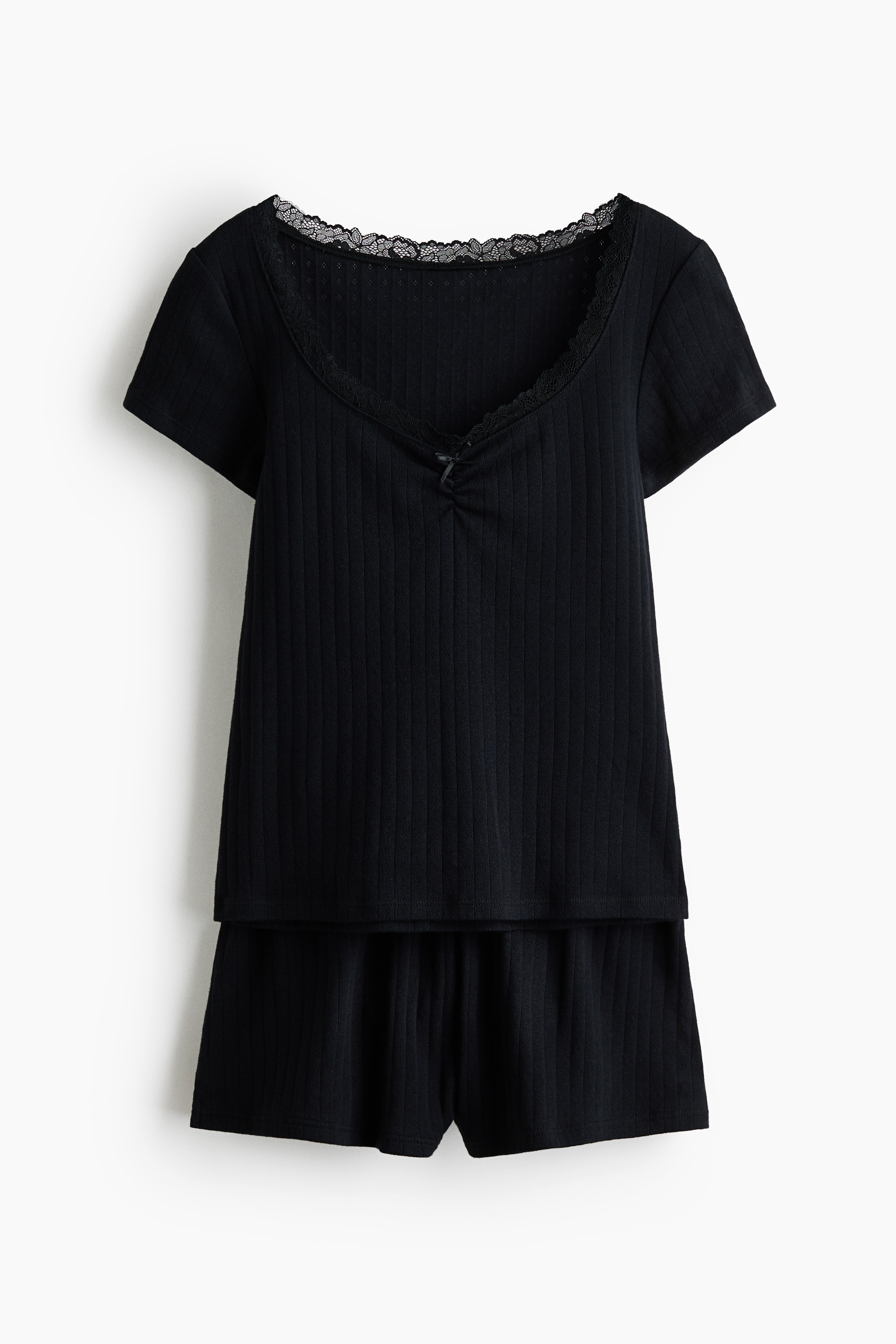 Pijama en punto pointelle - Negro