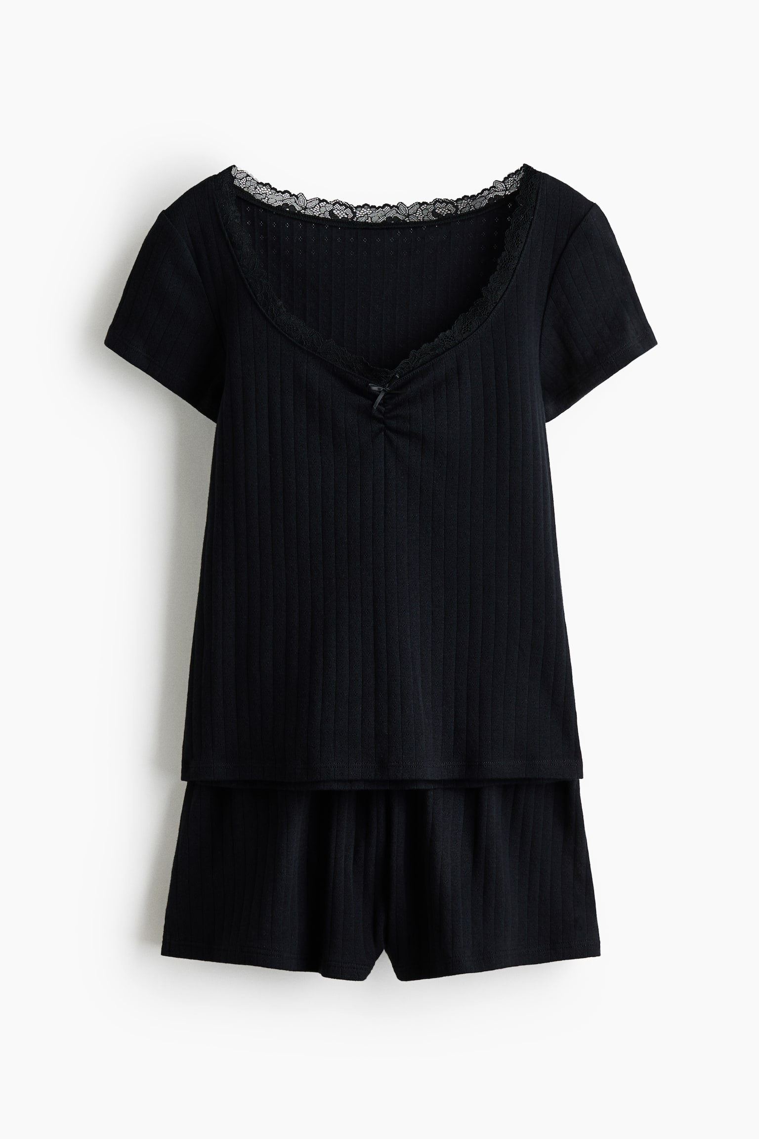 Pointelle jersey pyjamas - Czarny/Kremowy - 1
