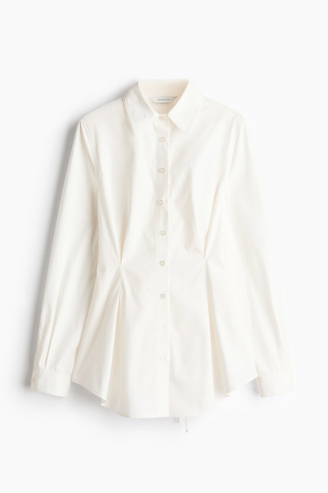 Lacing-detail cotton shirt - Cream - 1