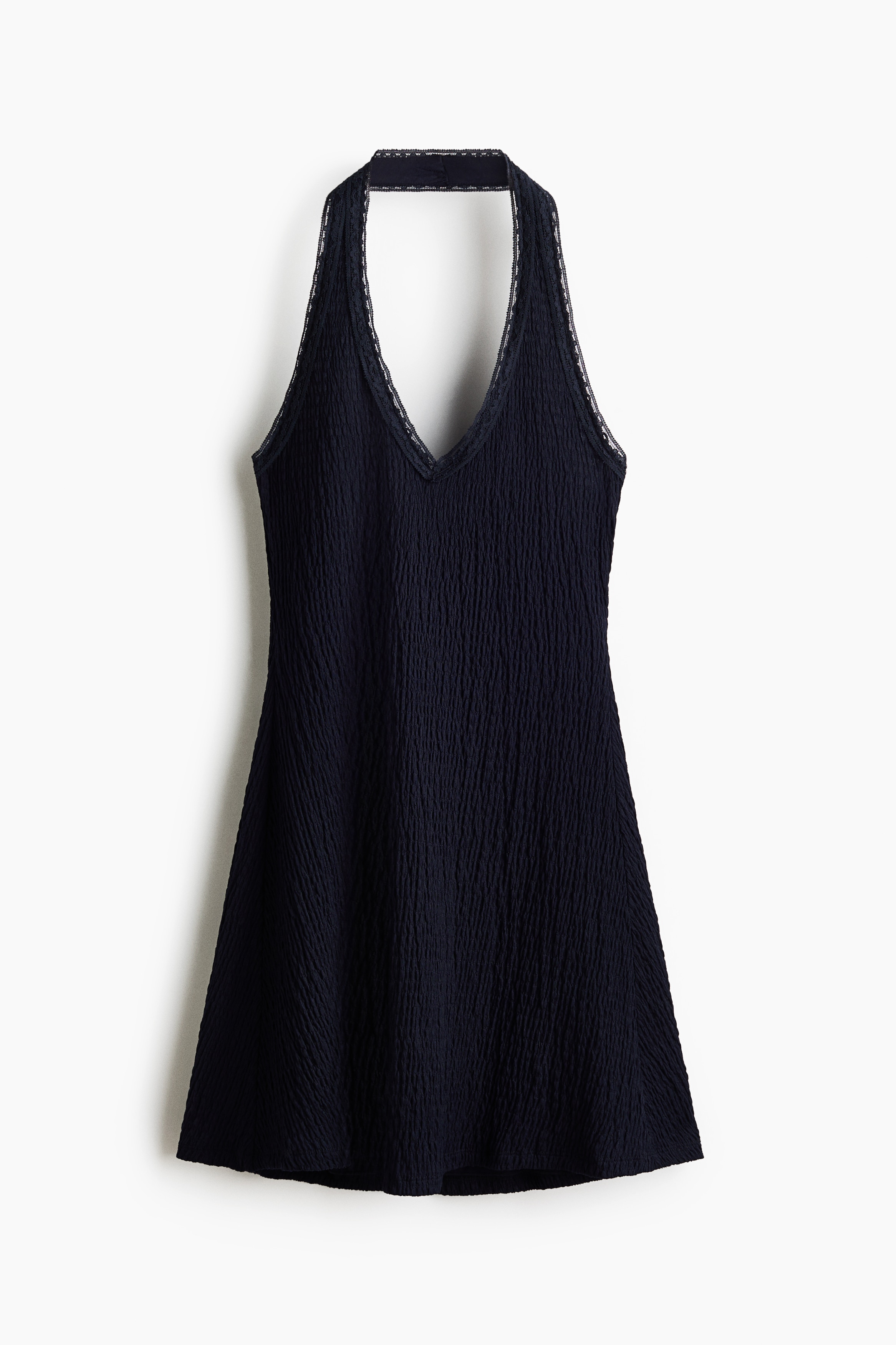 Vestido halter con ribete de encajeAuxiliar