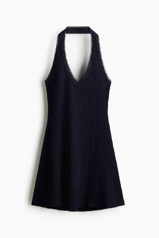 Robe dos nu avec dentelle - Bleu marine/Crème - 1