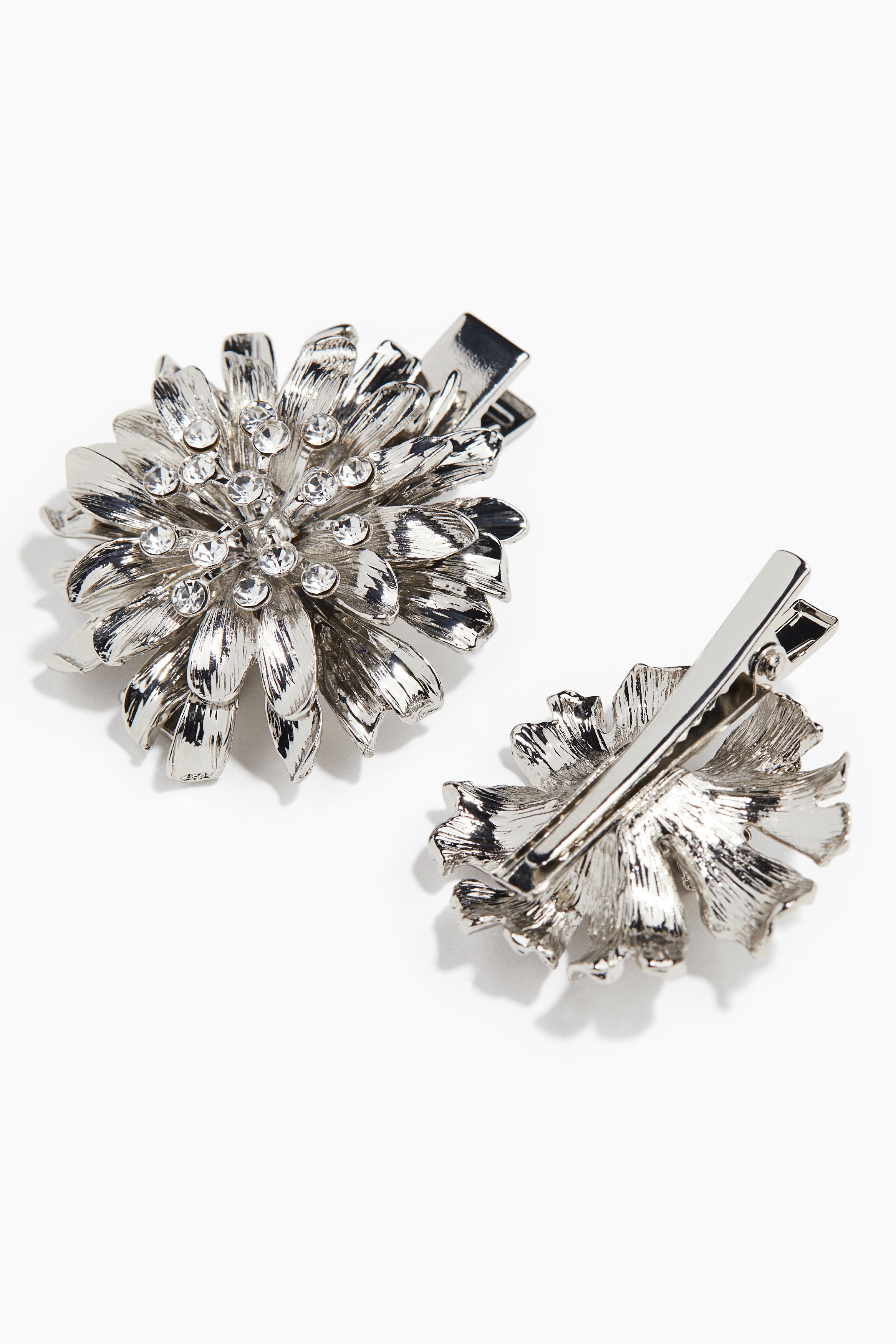2-Pack Flower Hair Clips - Silver-colored - Ladies | H&M US display picture 2