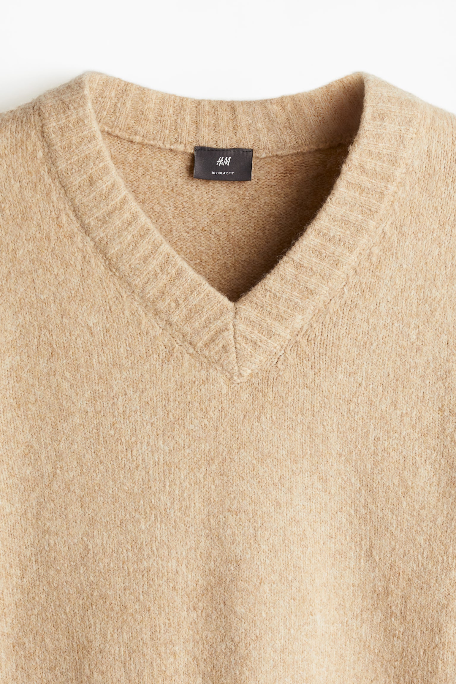 Regular Fit V-neck jumper - Beige/Dark grey - 3