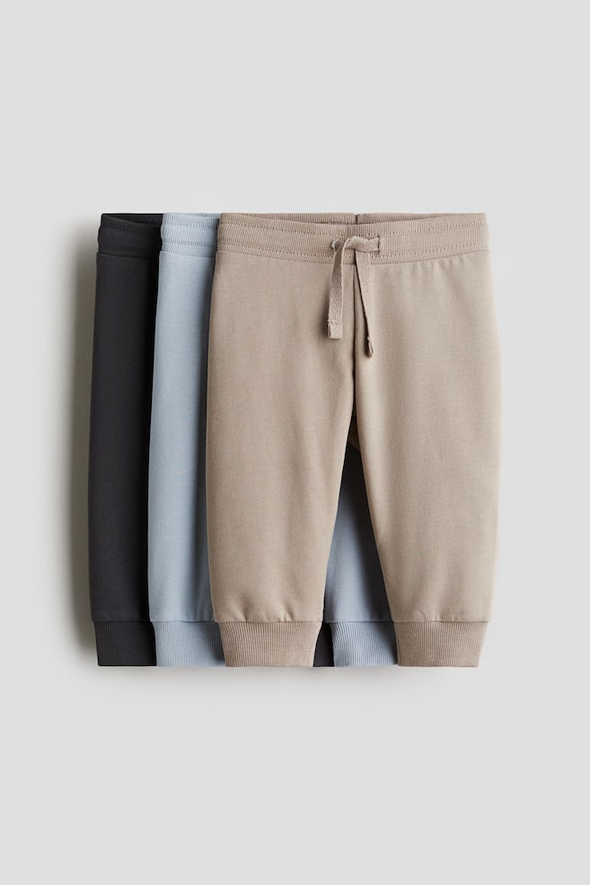 3-pack Cotton Joggers - Light blue/dark gray/Beige/black/Khaki green/gray/Navy blue/dark red/light beige/Dusty green/dark blue - 1