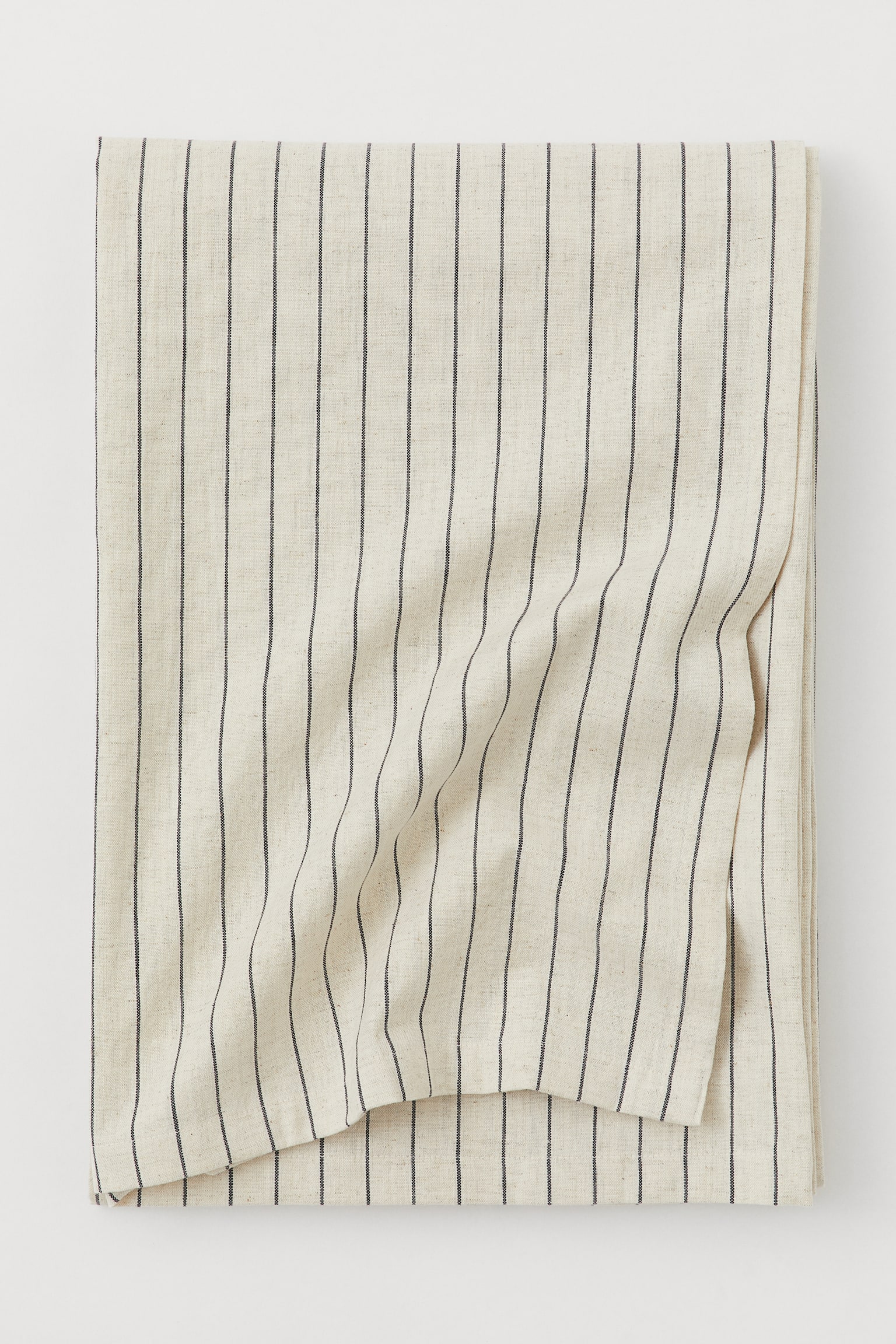 Striped linen-blend tablecloth - Light beige/Striped - 1