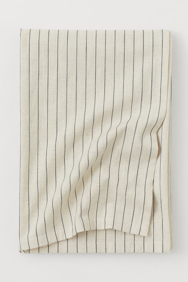 Striped linen-blend tablecloth - Light beige/Striped/White/Striped - 1