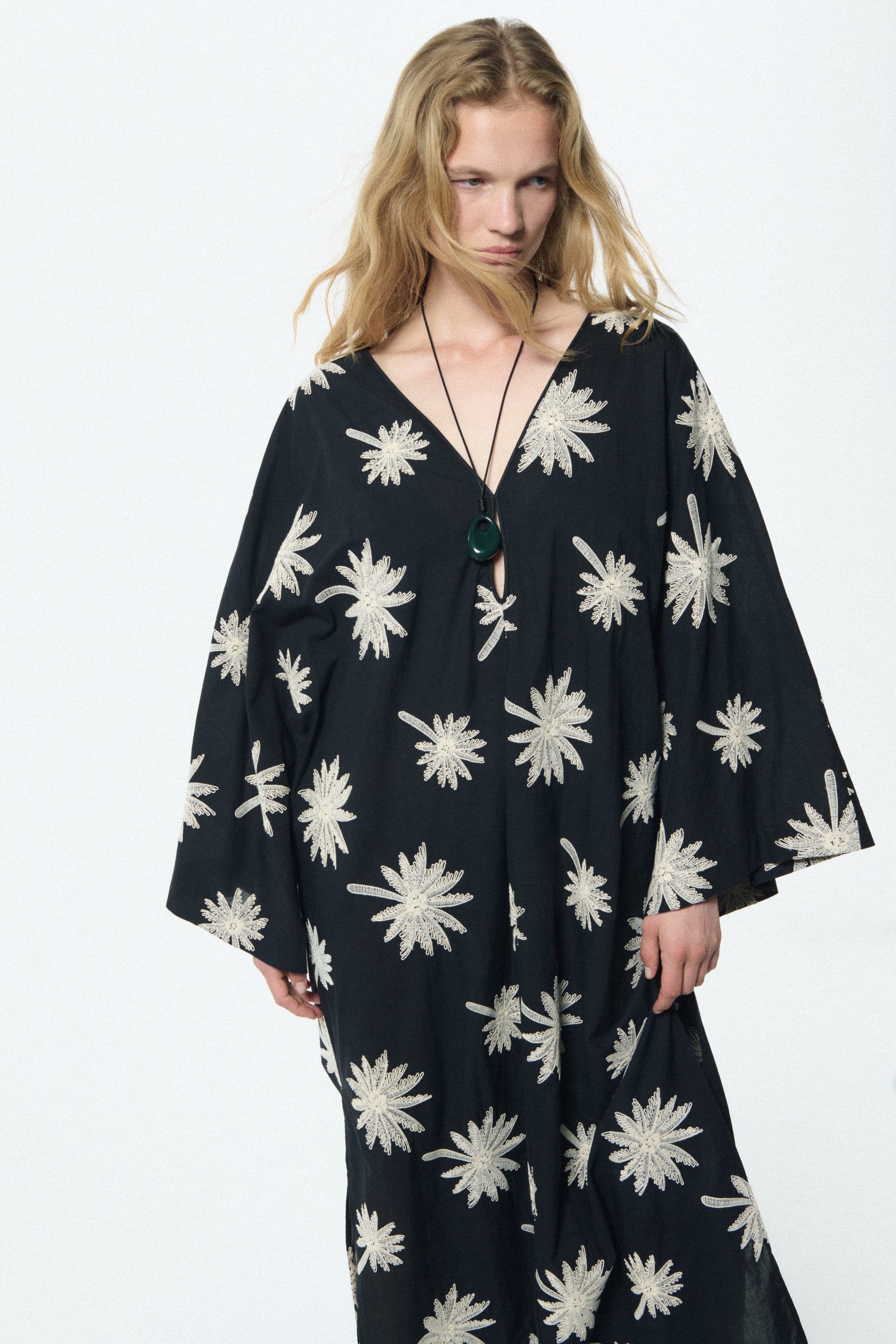 h&m cotton kaftan dress Hm Ruffle Kaftan Dress