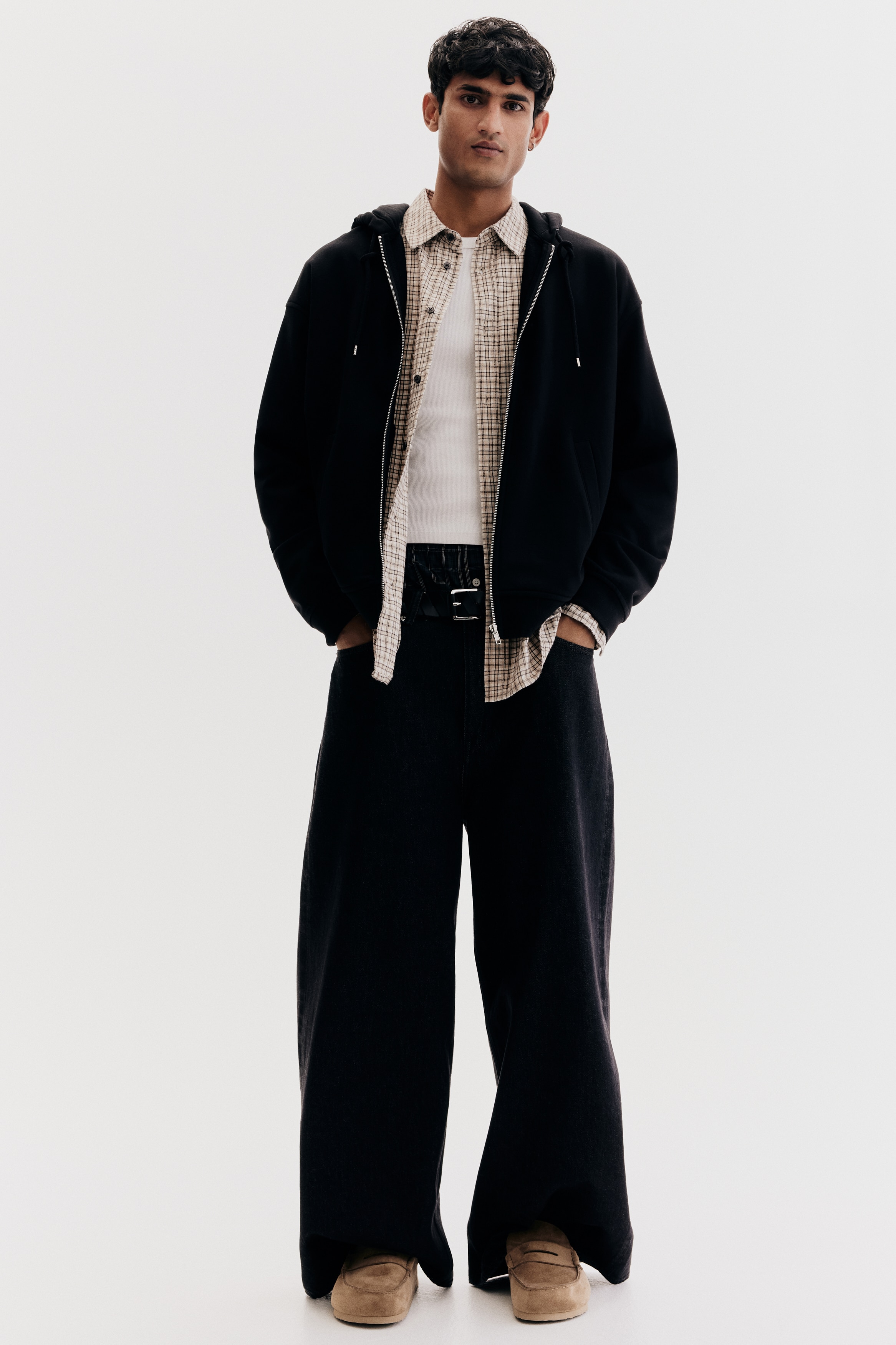 ルーズフィット フルジップスウェットパーカ - ダークブルー - Men