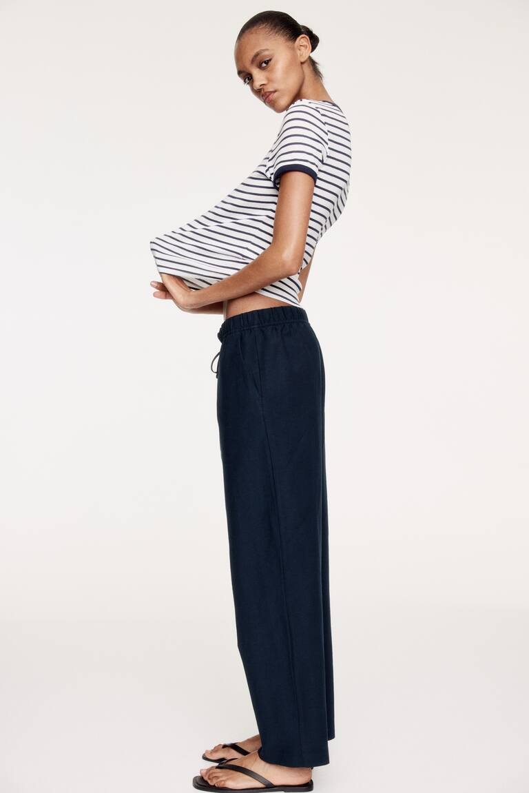 Linen-Blend Drawstring Pants