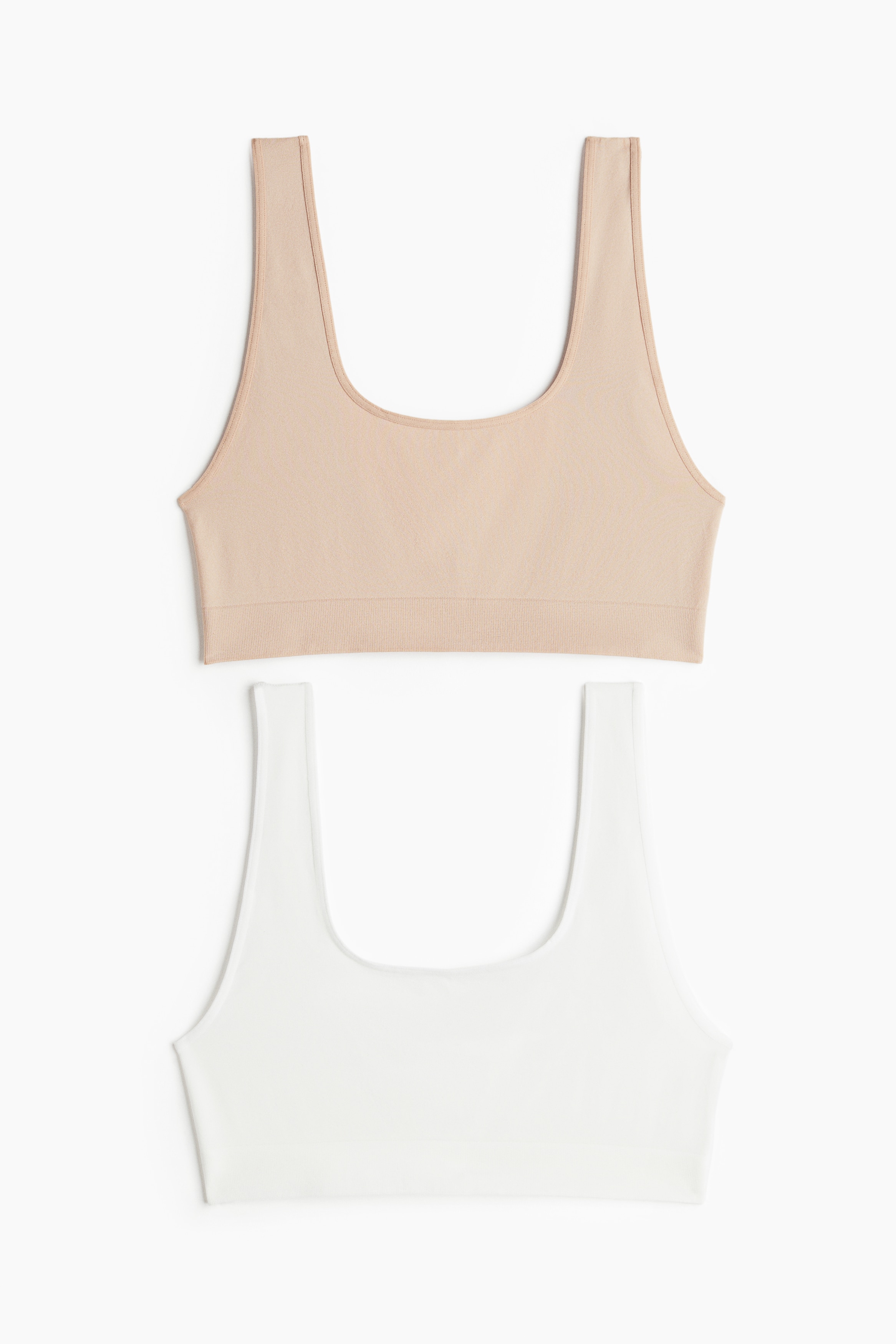 Balenie 2 mäkkých podprseniek Seamless - Biela/svetlobéžová/Hnedá/čierna