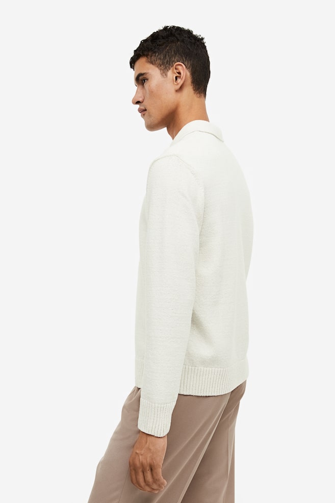 Regular Fit Fine-knit polo shirt - White - 5