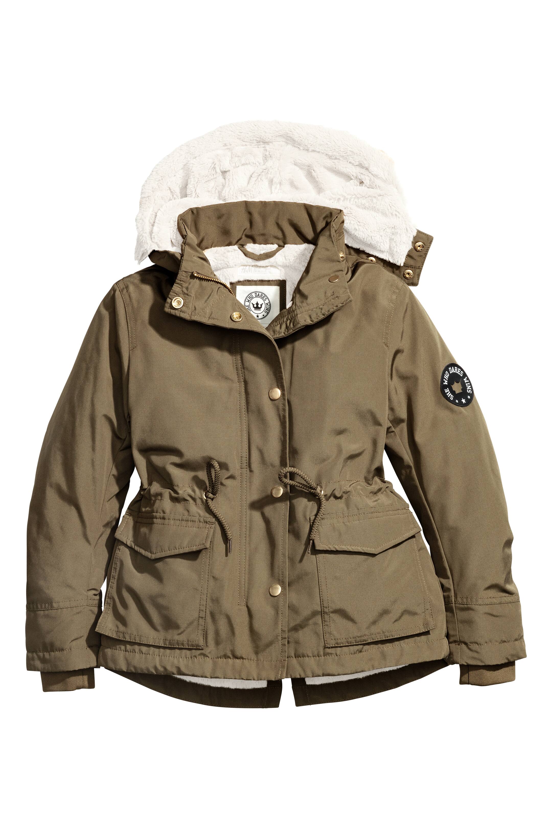 View larger image: Parka with faux fur lining - Khaki green - Kids | H&M GB 1