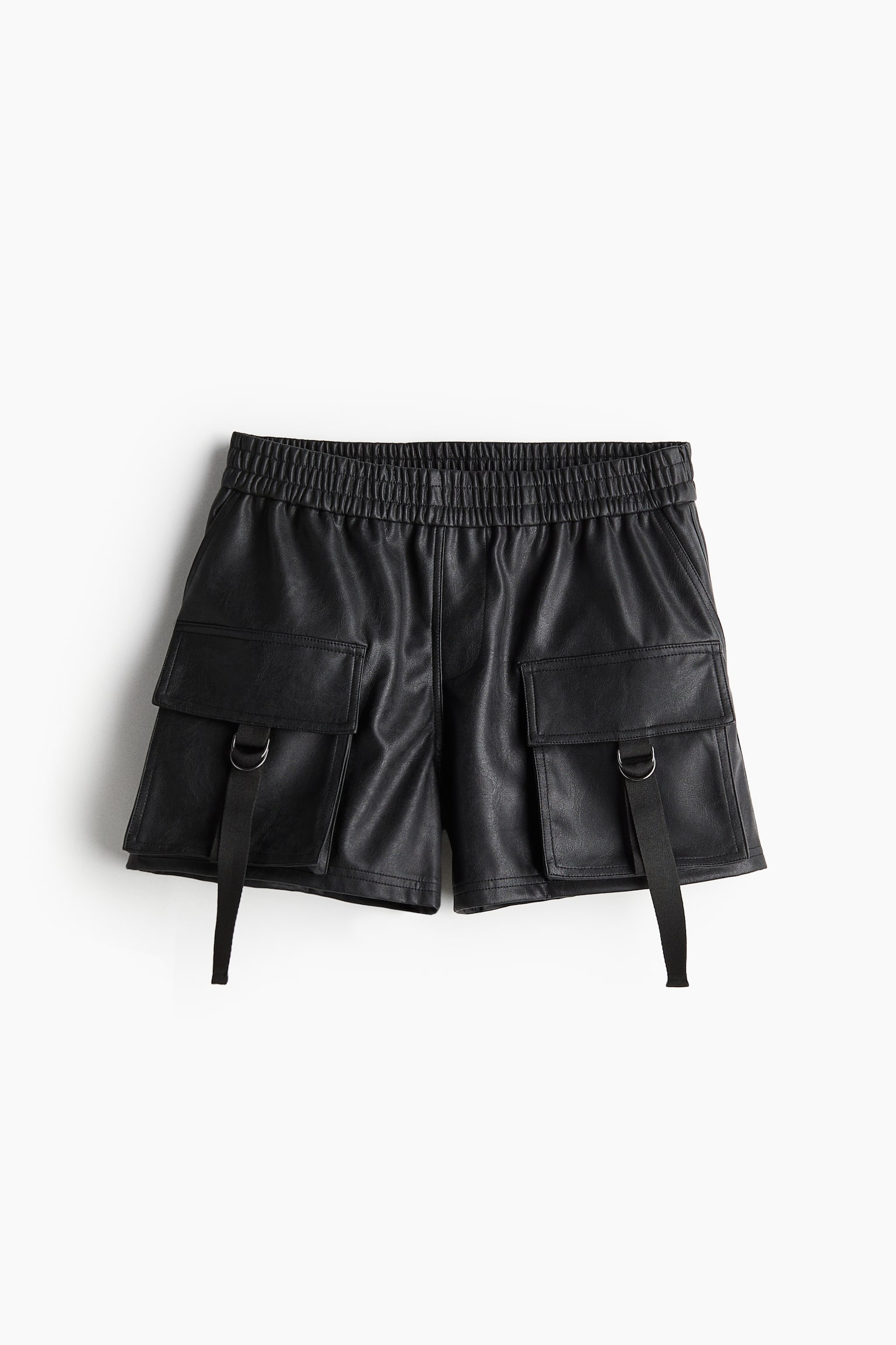 Coated Cargo Shorts - Black - 2