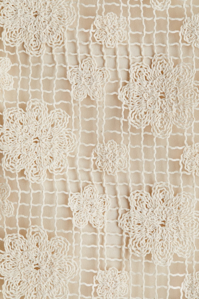 Crochet-look mini skirt-Light beige - 2