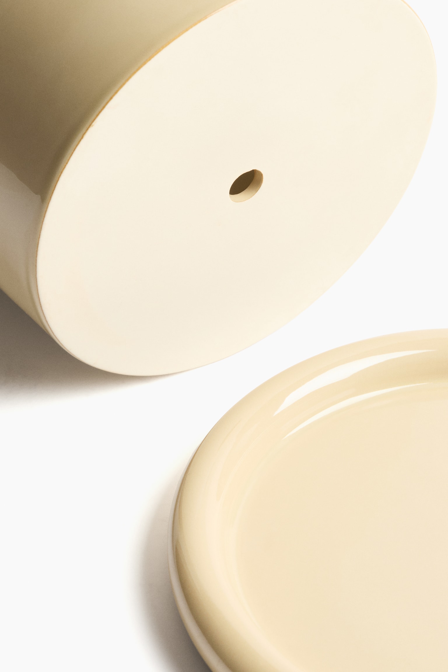 Великий горщик для квітів з кераміки з підставкою - Світло-жовтий/Темно-коричневий/Світло-зелений/Білий - 4