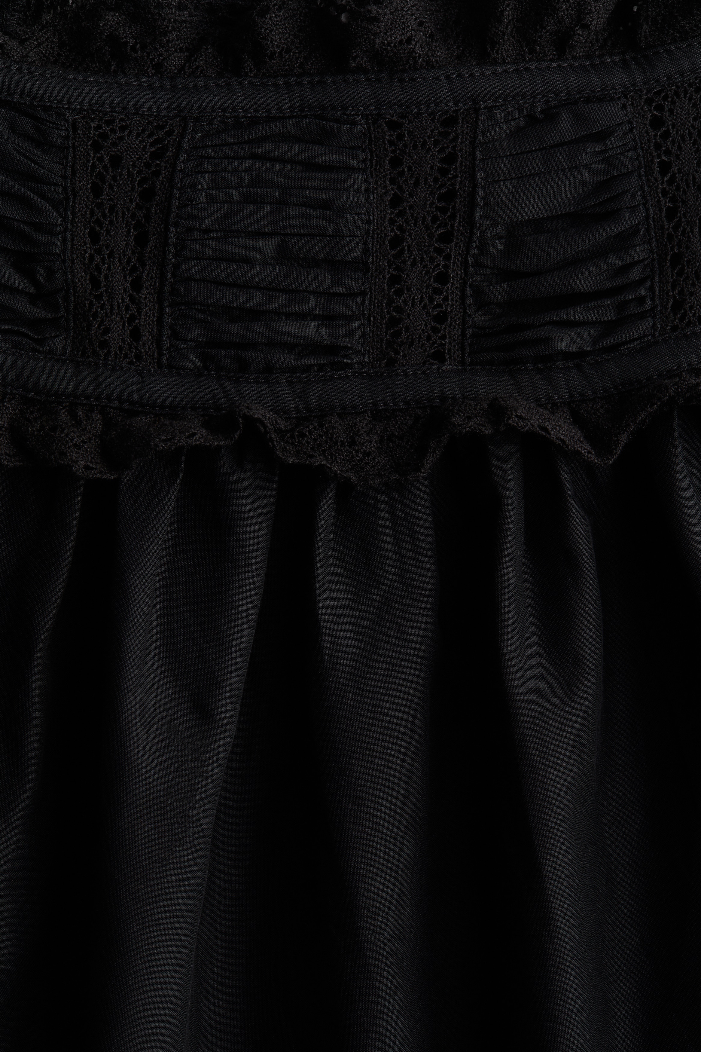 Lace-trimmed cotton blouse