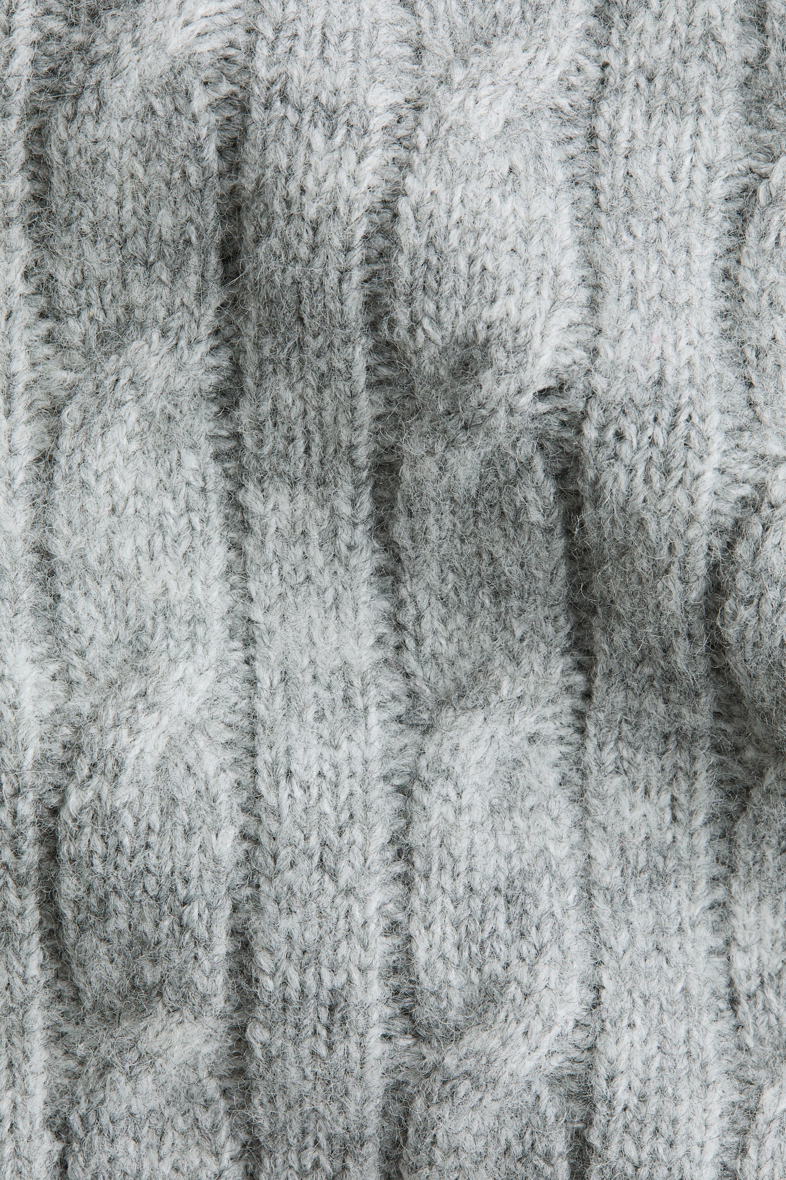 Cable-knit bomber jacket - Light grey marl/Navy blue - 3