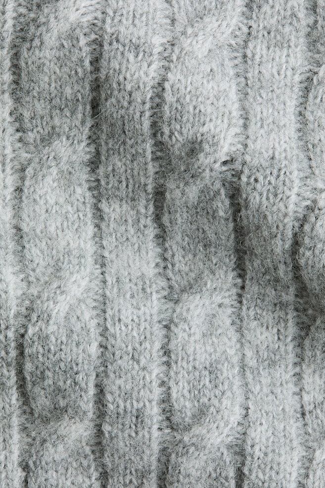 Cable-knit bomber jacket-Light grey marl - 3