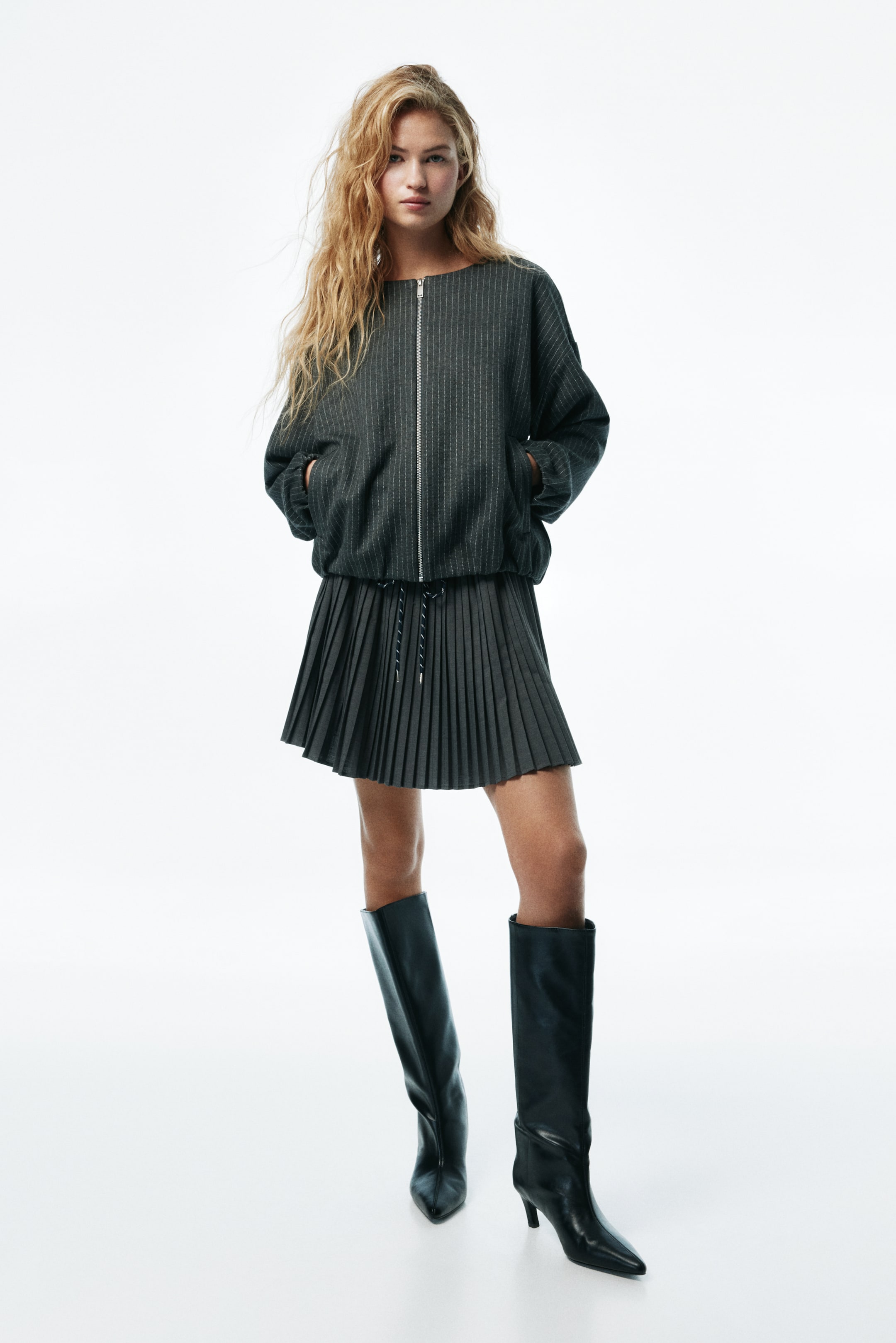 View larger image: Oversized jersey jacket - Grey marl/Pinstriped - Ladies | H&M IN 1