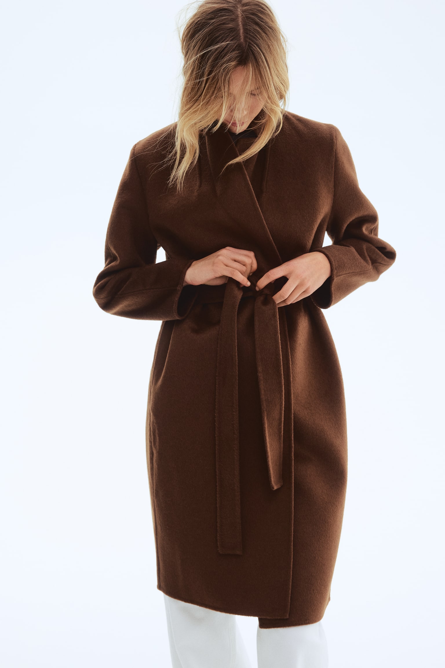 Handmade wool-blend coat - Brown/Cream - 6