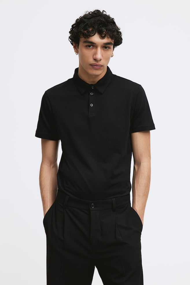 Slim Fit Polo shirt - Black/Navy blue - 1