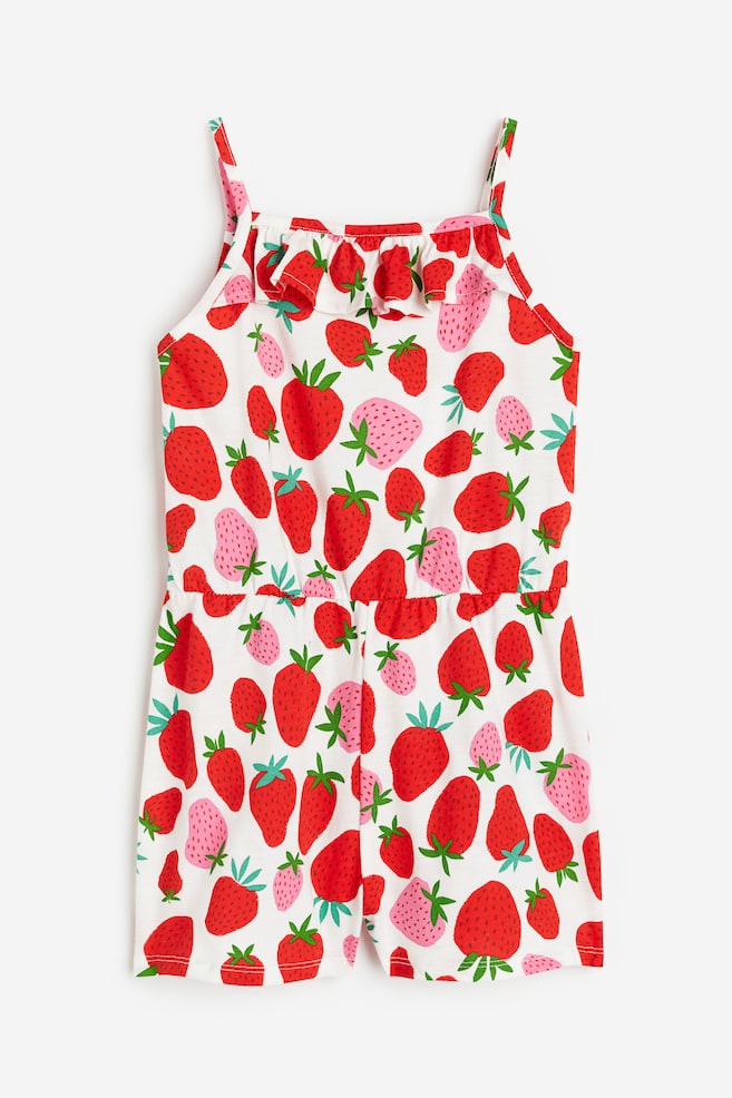 Frill-trimmed patterned jumpsuit - Bright red/Strawberries/Light pink/Seashells/Black/Spotted/Blue/Butterflies - 1