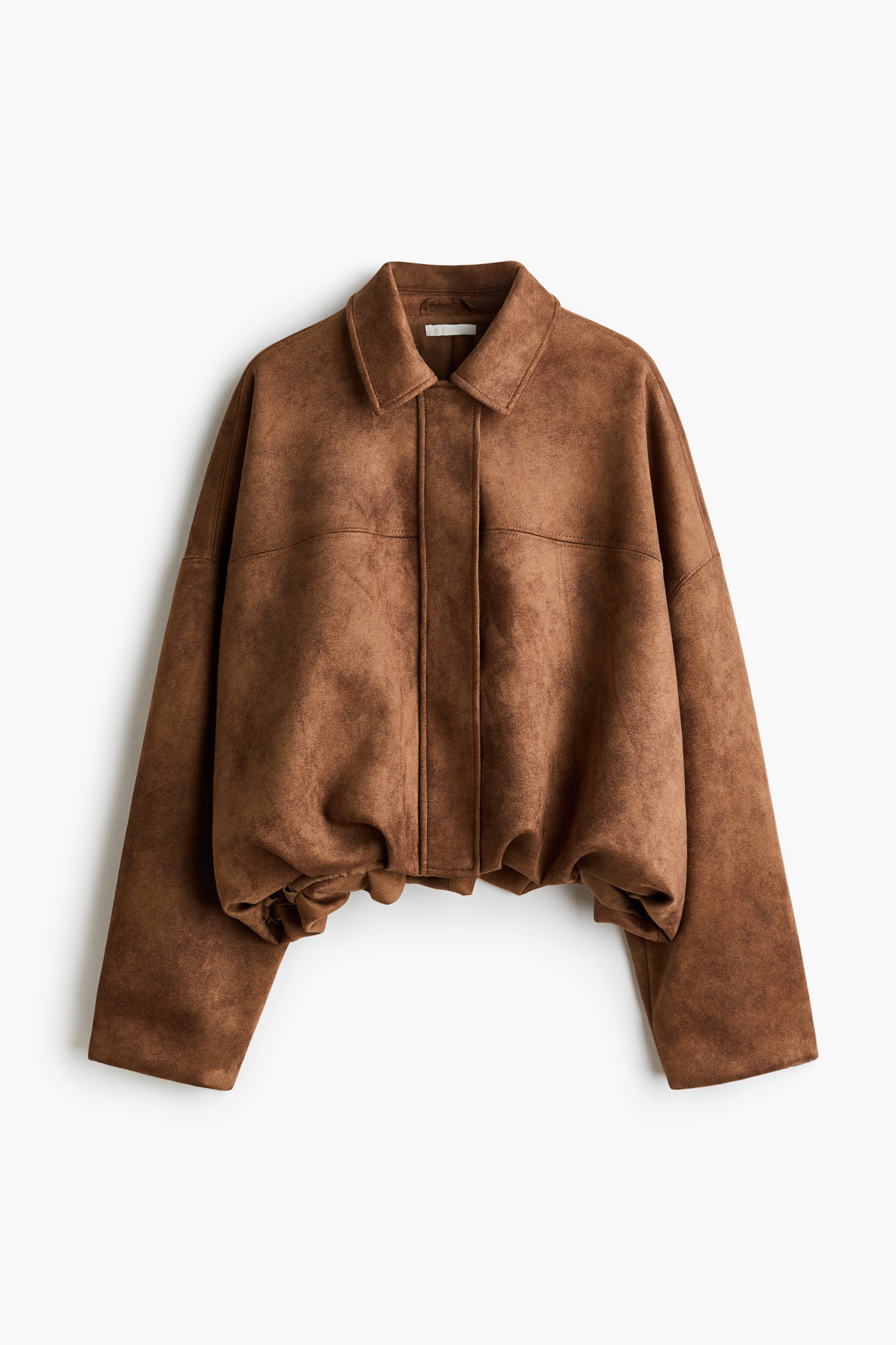 Bubble-Hem Jacket - Brown/Khaki green