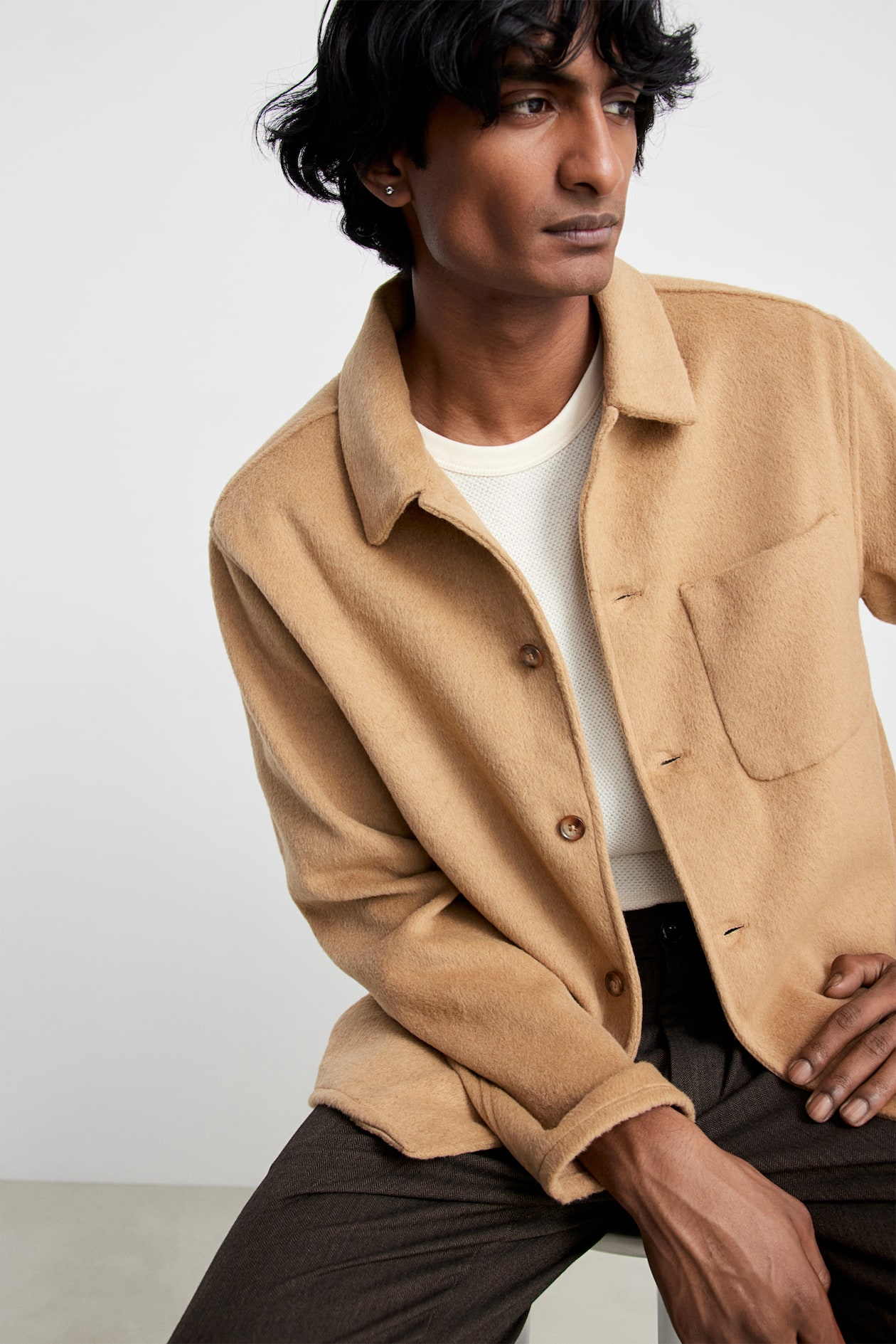 Overshirt Shirt Jacket H And M Regular Fit Brushed Overshirt Dark