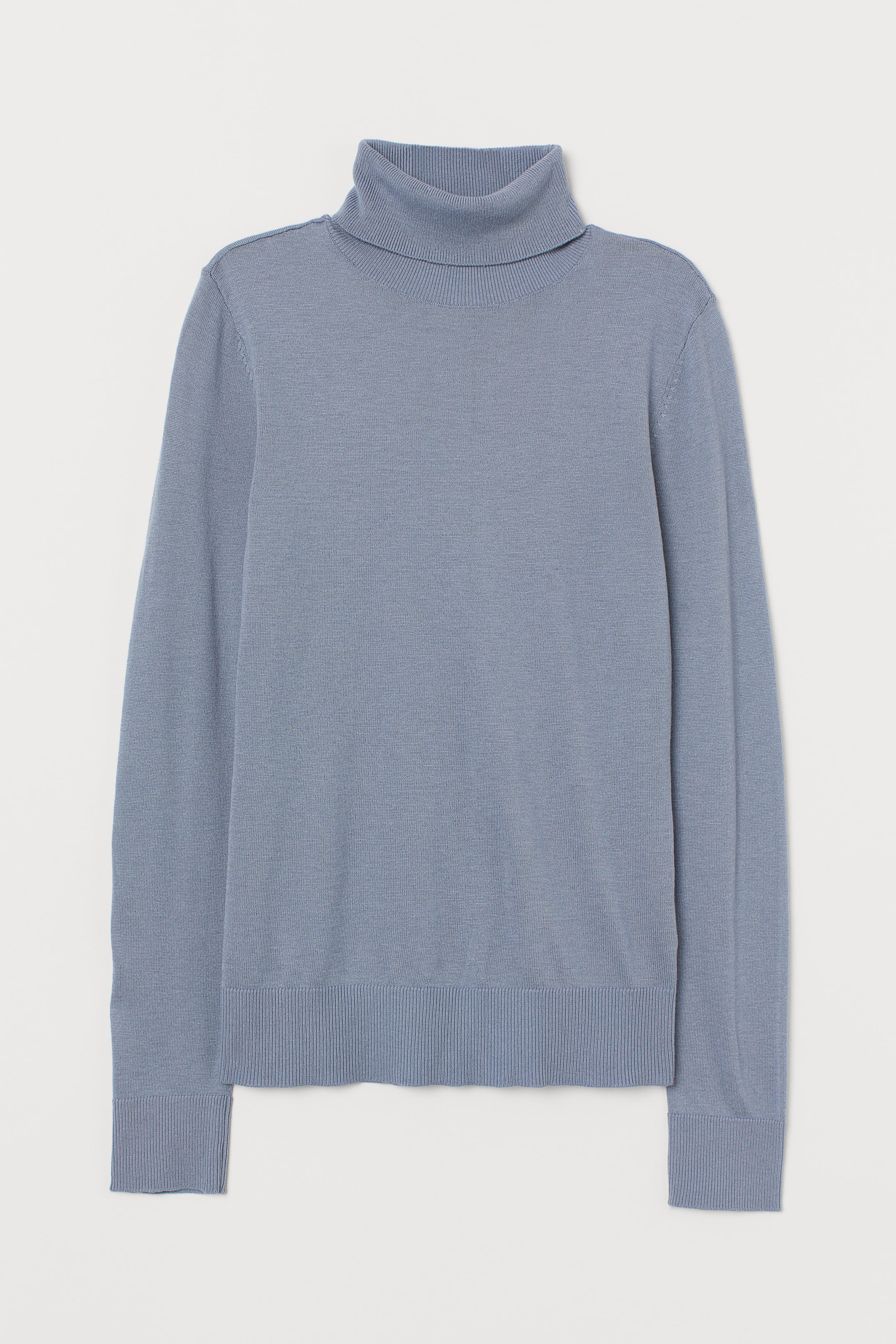 查看大圖: 圓高領精織套衫 - Dusky blue - Ladies | H&M HK 1
