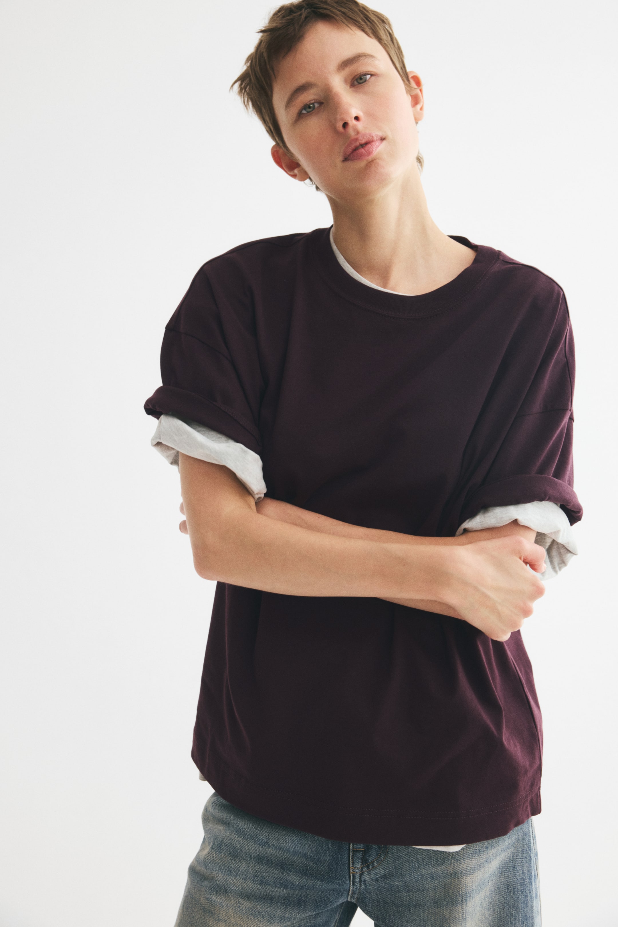View larger image: Oversized T-shirt - Dark purple - Ladies | H&M IN 1