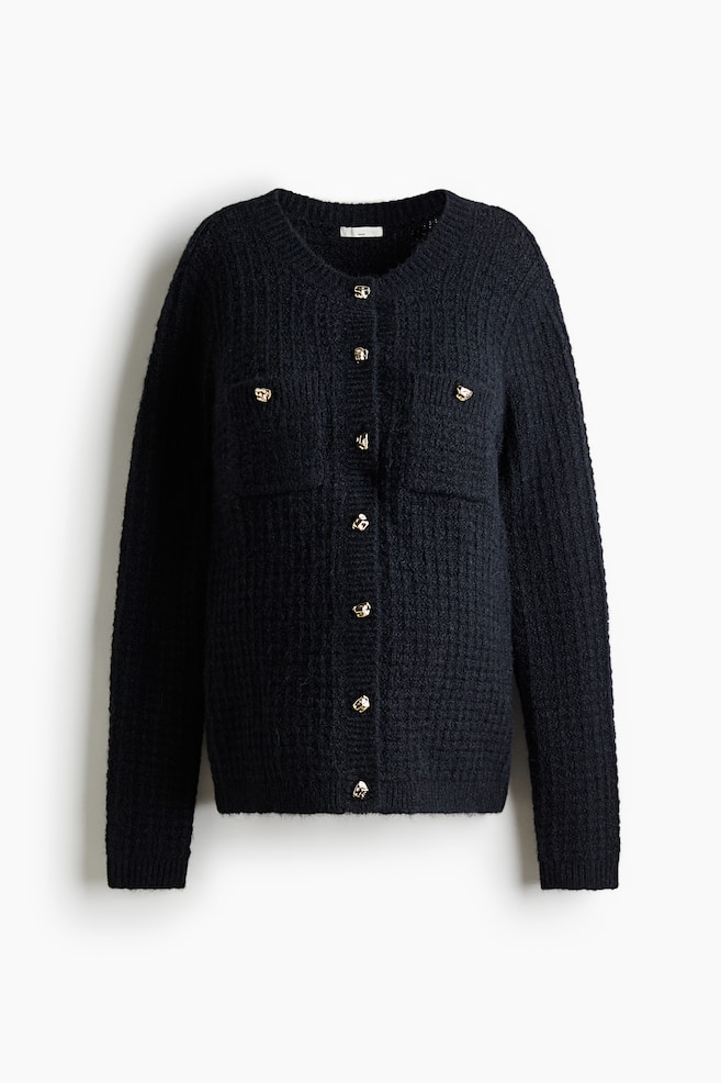 MAMA Structured-knit cardigan - Navy blue/Cream - 1