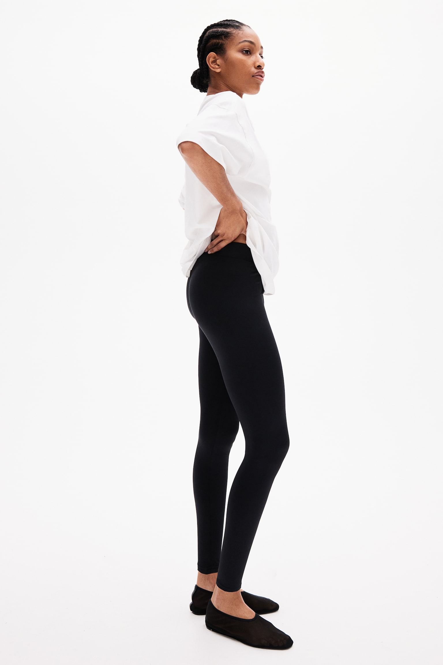 High-waisted leggings - Black/Black/Dark grey/Dark brown/Light greige/Light grey marl - 3