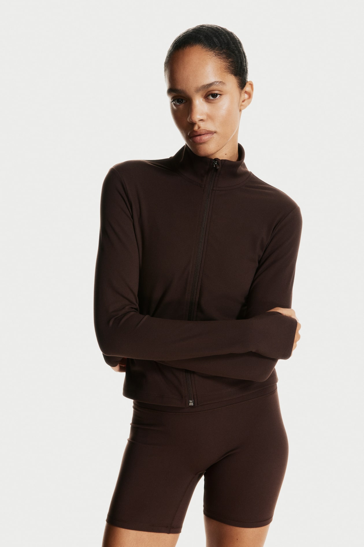 Veste de sport zippée SoftMove™ - Marron foncé - FEMME | H&M FR