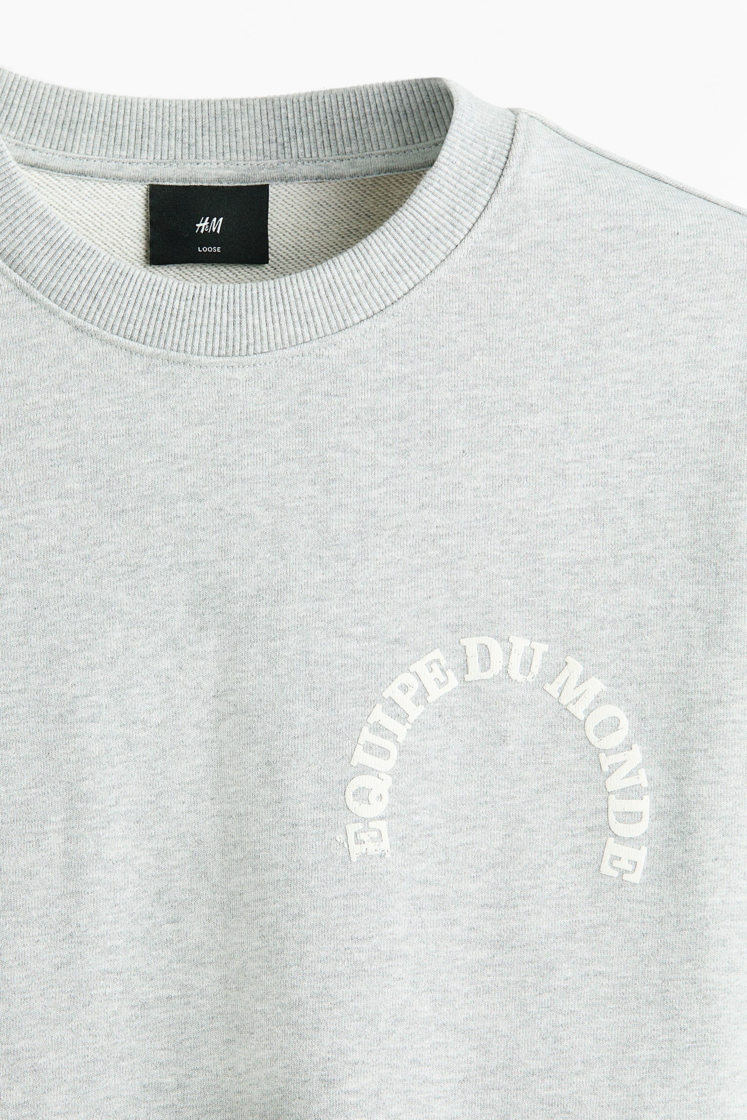 סווטשירט עם הדפס Loose Fit - אפור בהיר מלאנז'/Equipe - 8