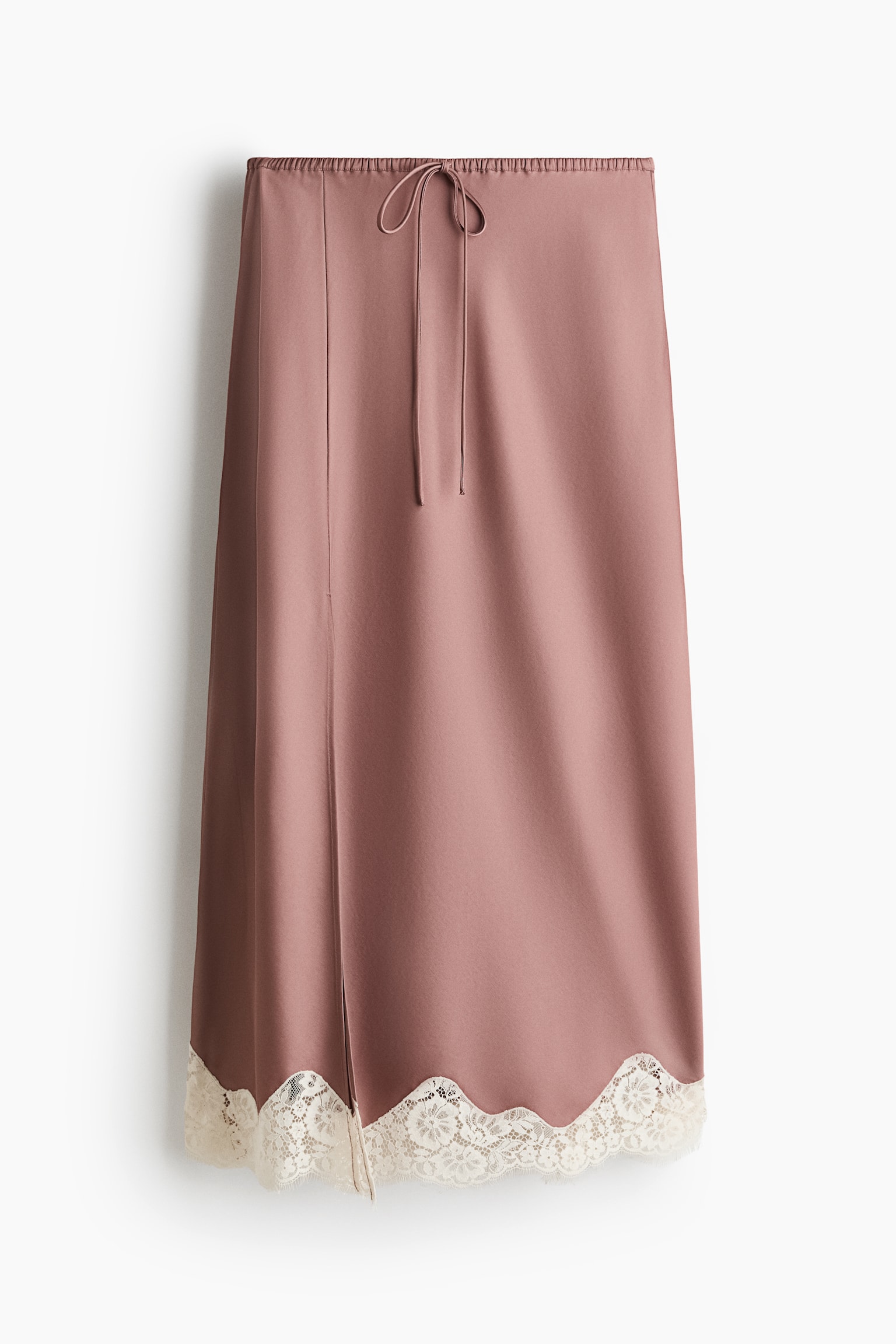 Saia em cetim com renda - Rosa velho/Creme