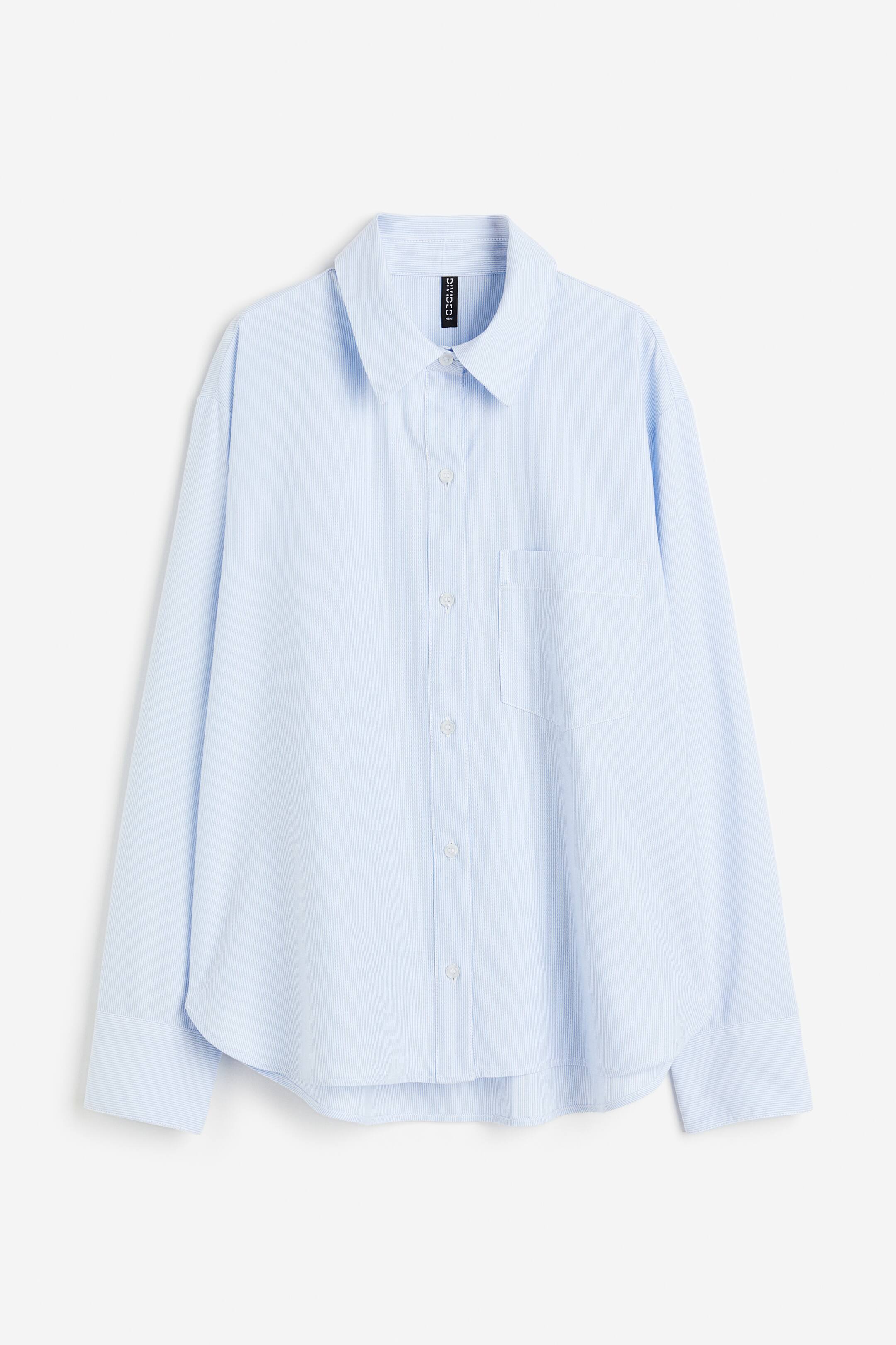 Xem ảnh lớn hơn: Áo sơ mi Oxford - Màu xanh dương nhạt/Kẻ - Ladies | H&M VN 1