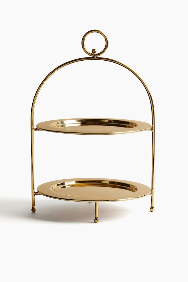Two-tiered stainless steel cake stand - Gold-coloured/Silver-coloured - 1