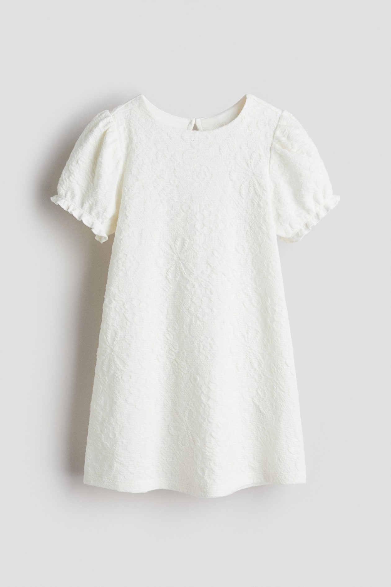 White/floral Jacquard-Jersey Dress for kids