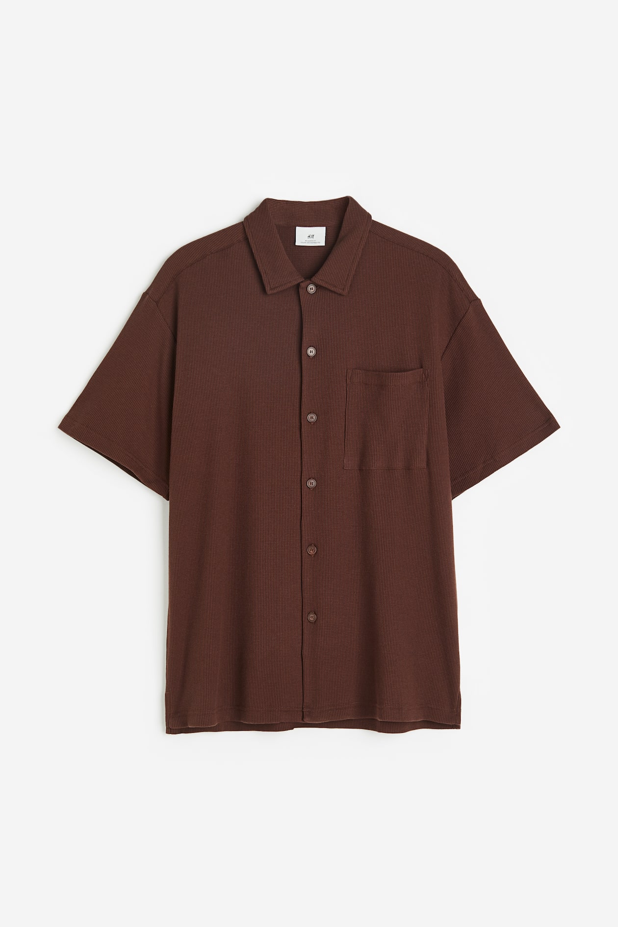 Relaxed Fit Waffled Shirt - Dark brown - Men | H&M US