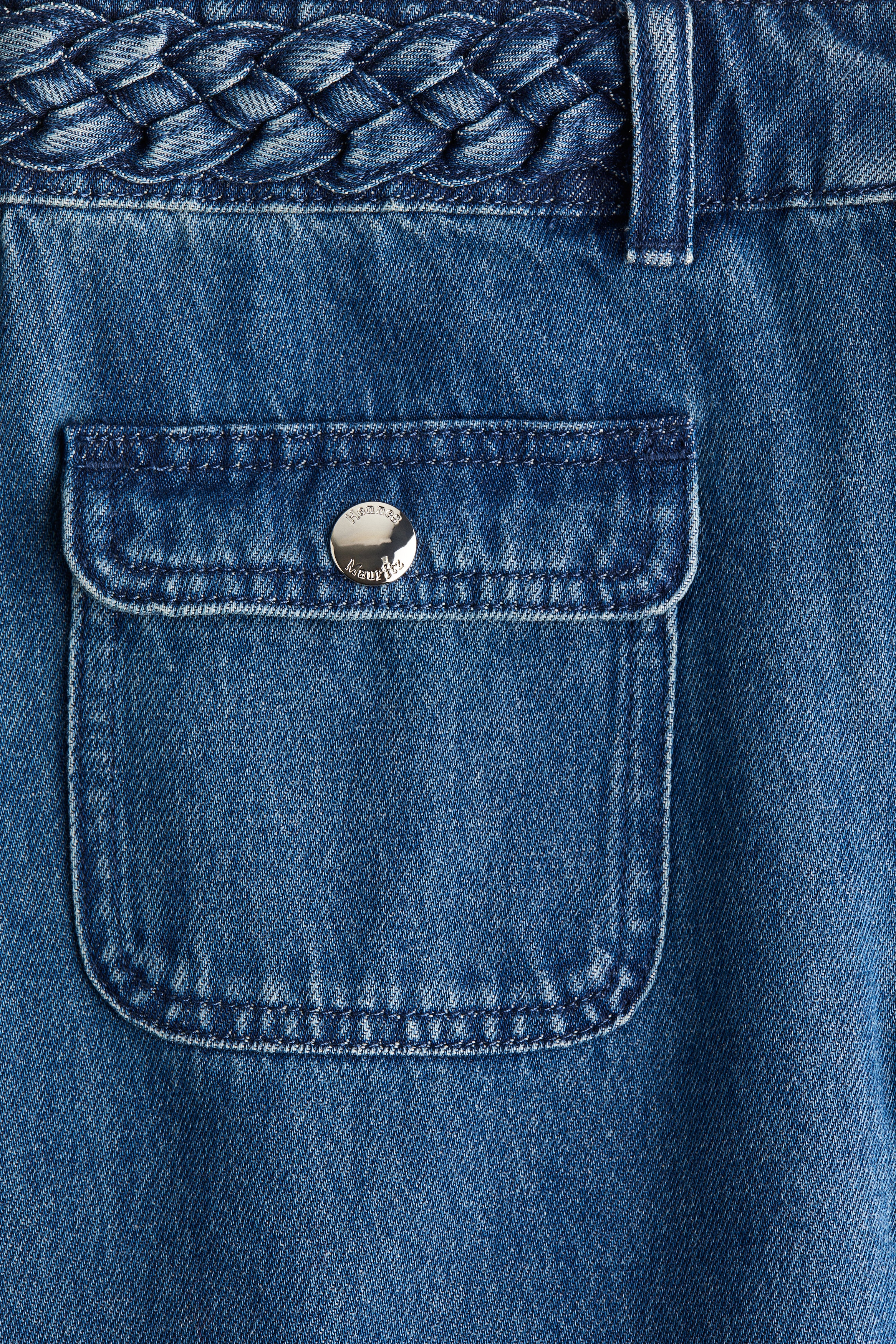 Braided-trim denim skirt