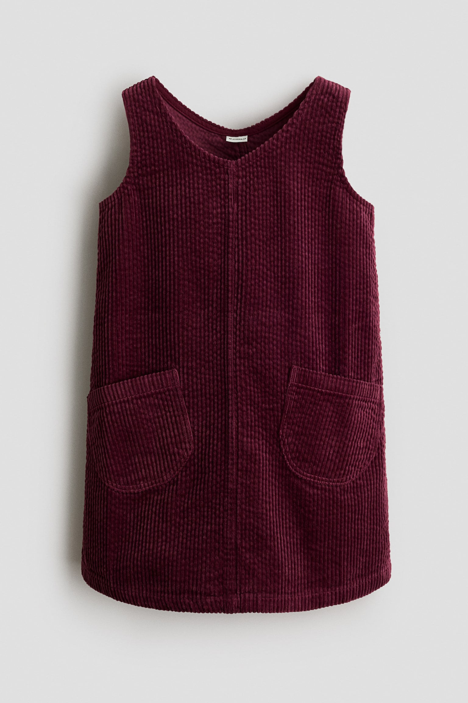 Corduroy pinafore dress - Dark red - 1