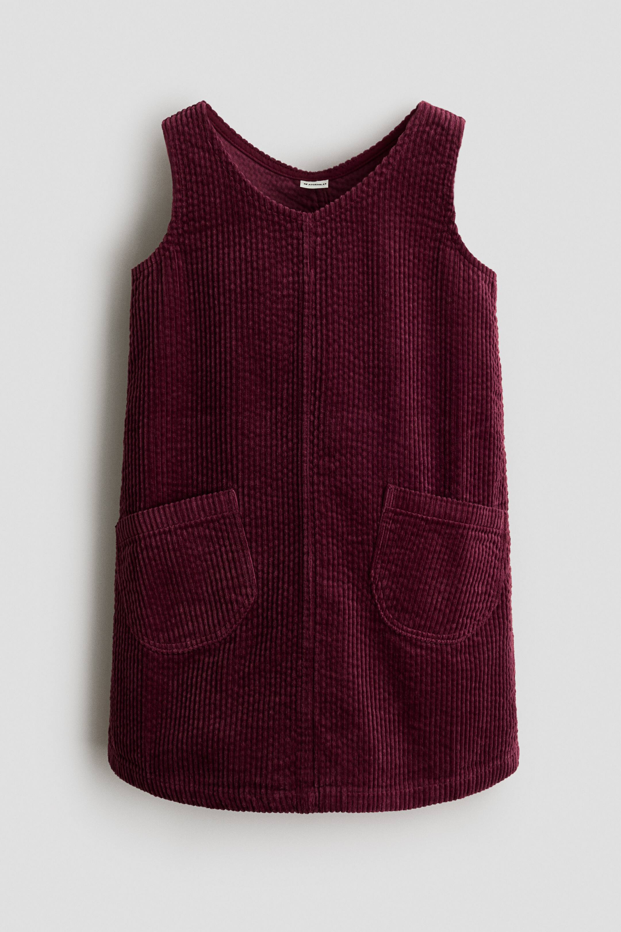 View larger image: Corduroy pinafore dress - Dark red - Kids | H&M 1