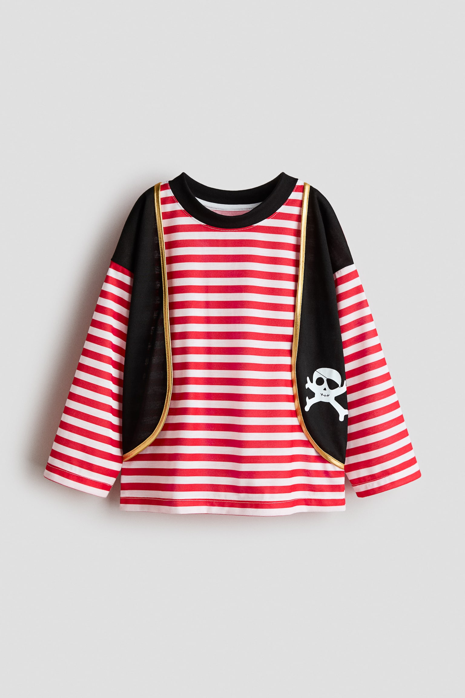 Fancy dress pirate top - Red/Striped - 2