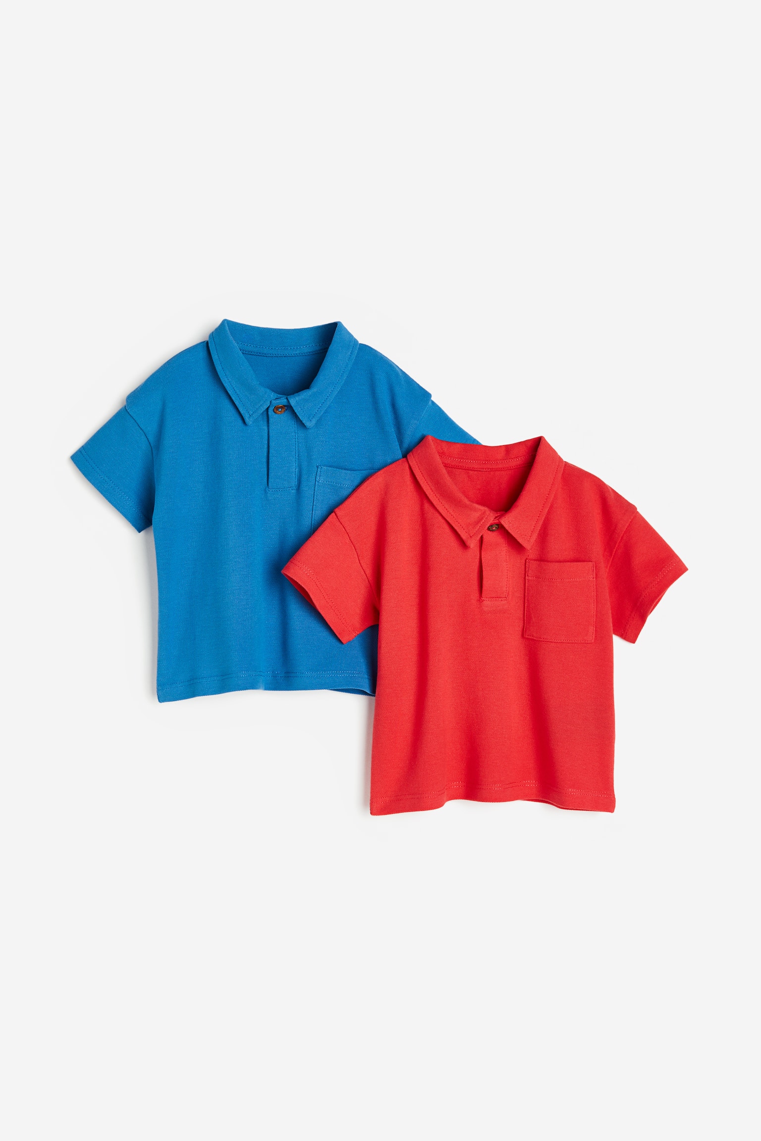 2-pack Piqué Polo Shirts - Blue/Red - 1