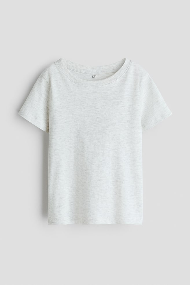 Camiseta de algodón - Gris claro jaspeado/Blanco/Topo jaspeado/Blanco/Rayas rojo oscuro/Blanco/Rojo claro/Azul empolvado/Verde empolvado/Rayas/Turquesa claro/Azul marino/Rayas blancas/Verde/Rayas blancas - 1