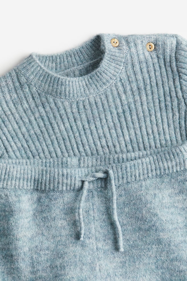 2-piece knitted set - Blue marl/Light beige/Dusty lilac - 2