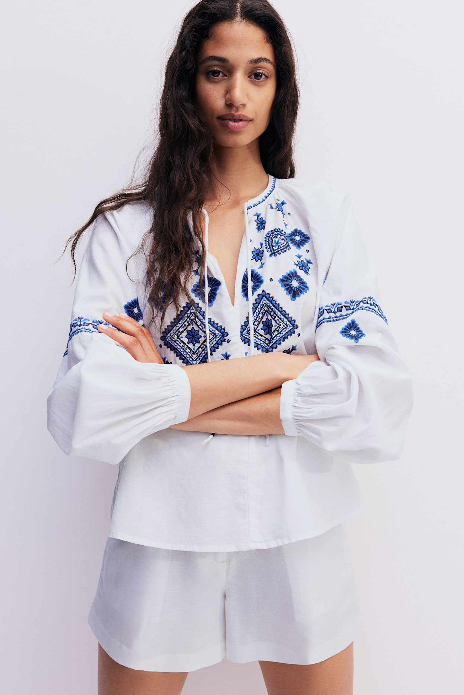 Embroidered Blouse - White/Embroidered - 1