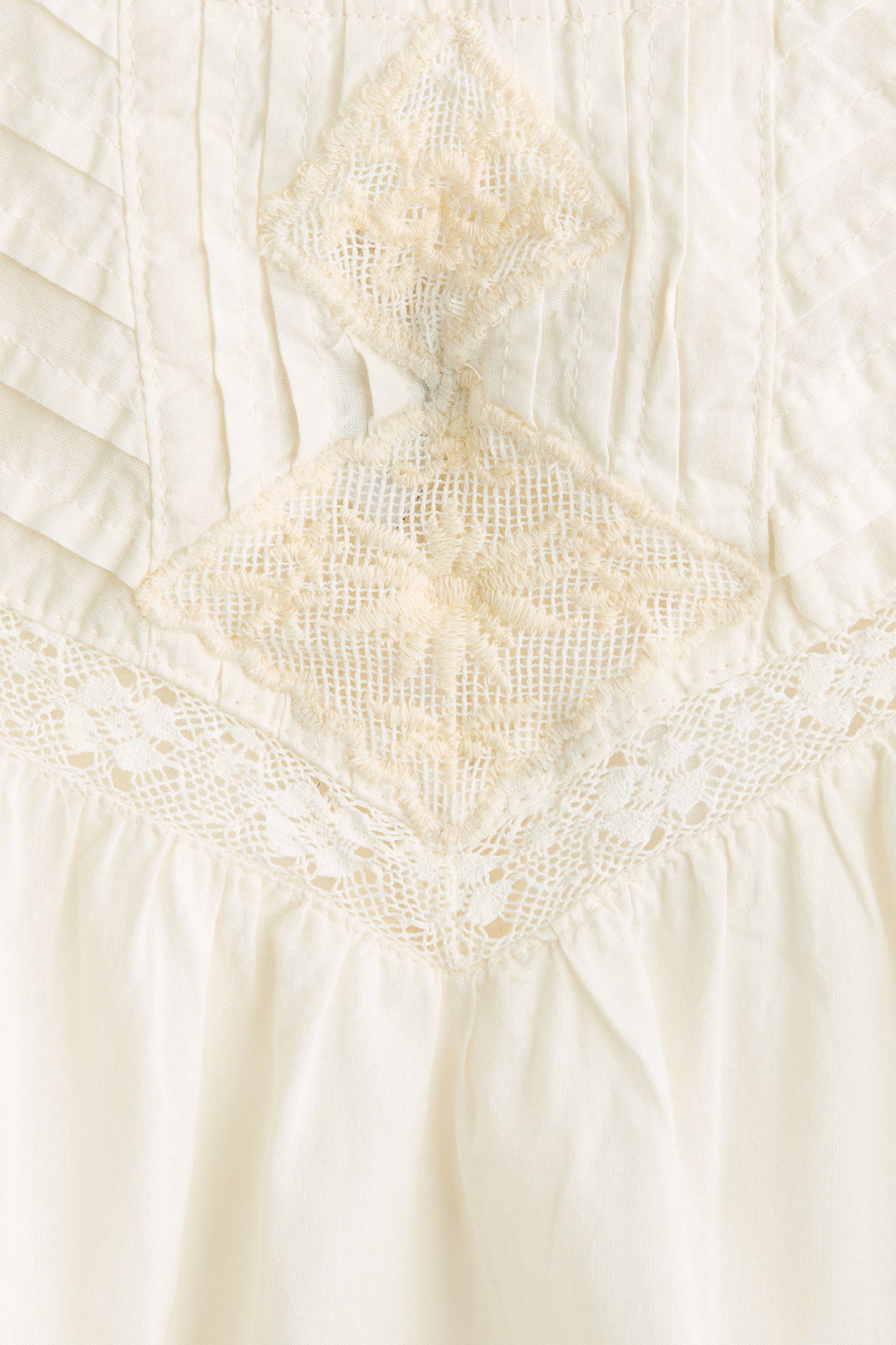 Pintucked cotton top - Cream/Light blue - 5